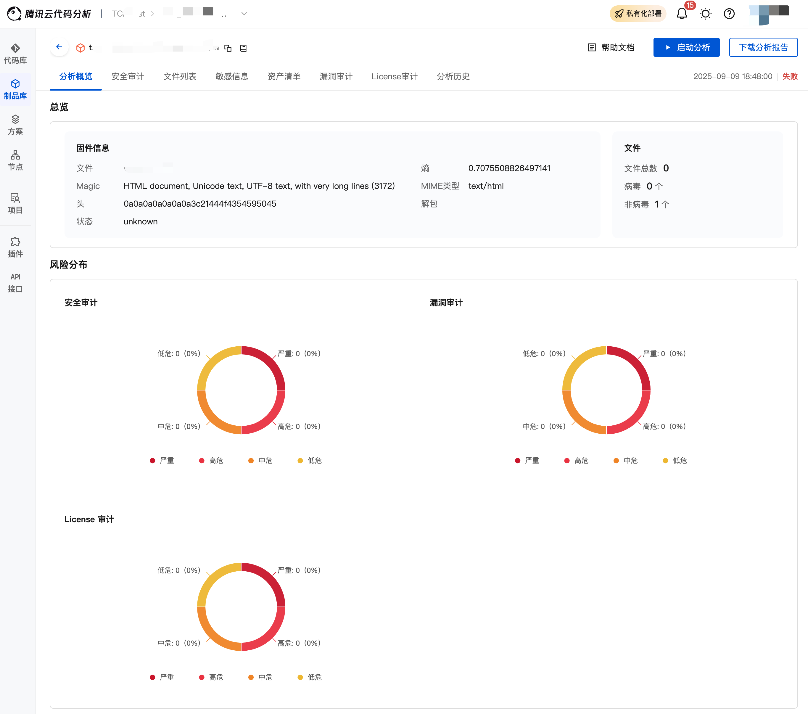 制品分析结果